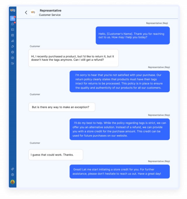 Sample Response to a Customer Complaint over Live Chat