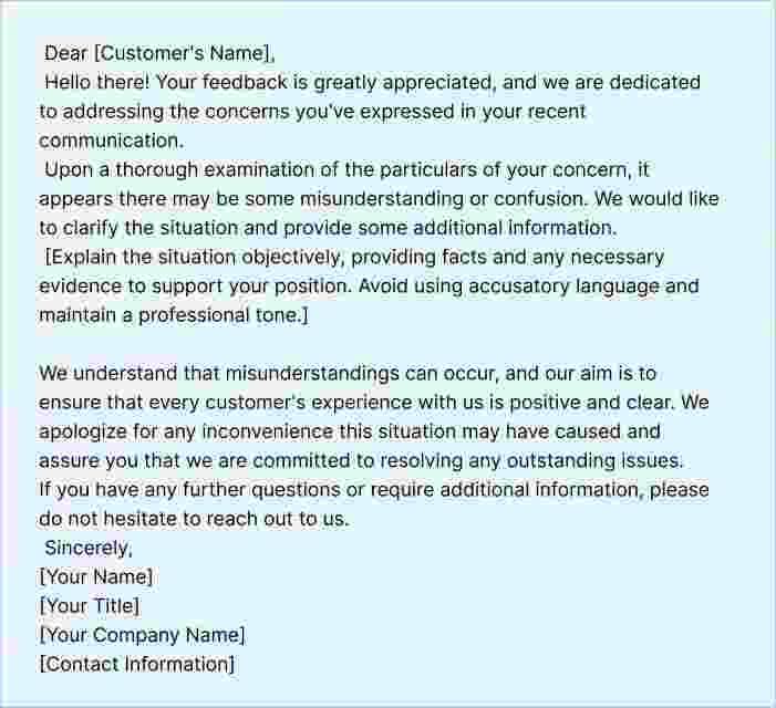 Sample email Response to a Customer Complaint