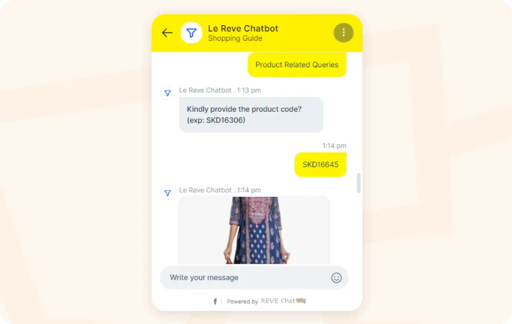 le reve using an ecommerce chatbot