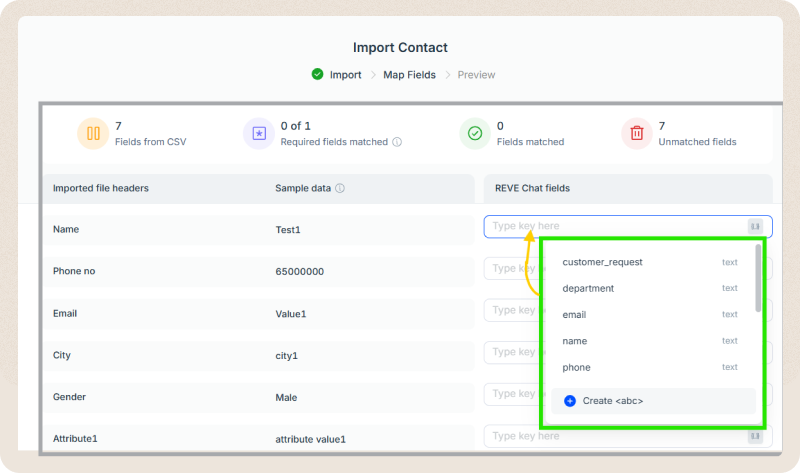 Finalizing Contact Import In REVE Chat